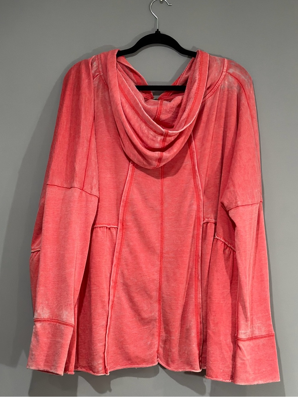 FREE PEOPLE Piece Of Cake Oversized Pink Ruffle Hooded Sweatshirt Size M - Picture 6 of 12